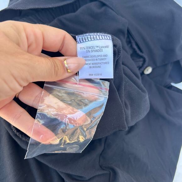 Garnet Hill Prato Knit Jumpsuit Black XS Extra Small Wide Leg Lyocell Flowy - Picture 4 of 10